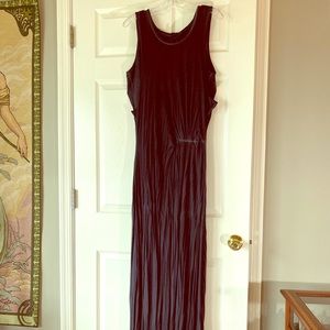 Washed Blackish Greyish Double Layer Maxi Dress